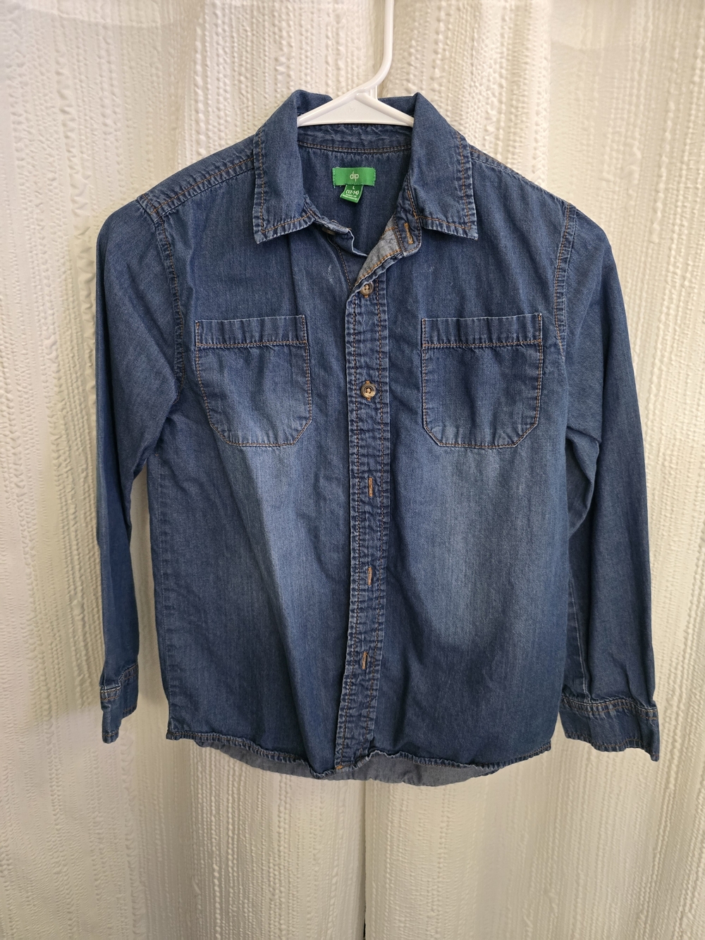 Boys Size 12 dip Blue Denim Button-Down Shirt for Kids